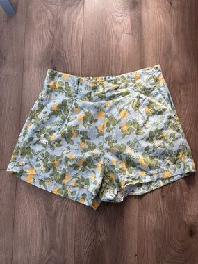 Women’s Blue Floral Lemon Print Shorts